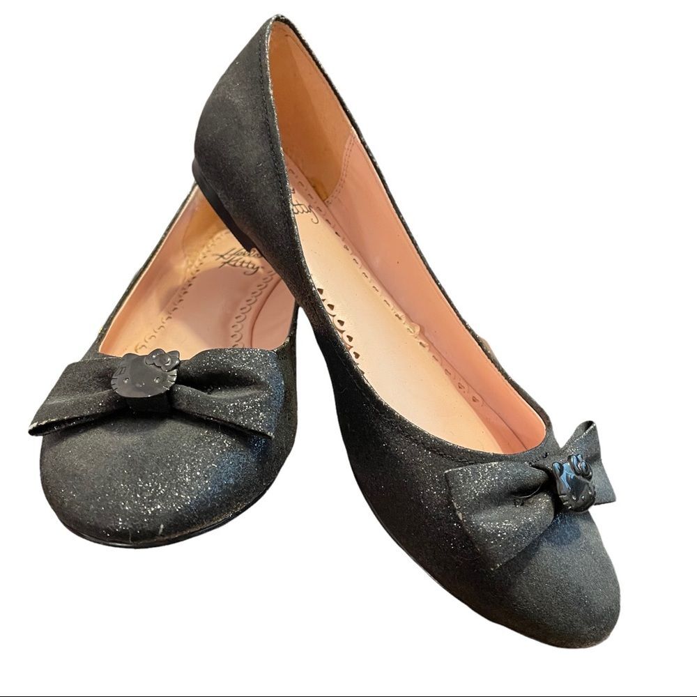 Hello Kitty Flats Black Glitter /Sparkles Sz 8